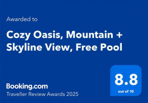 Cozy Oasis, Mountain + Skyline View, Free Pool